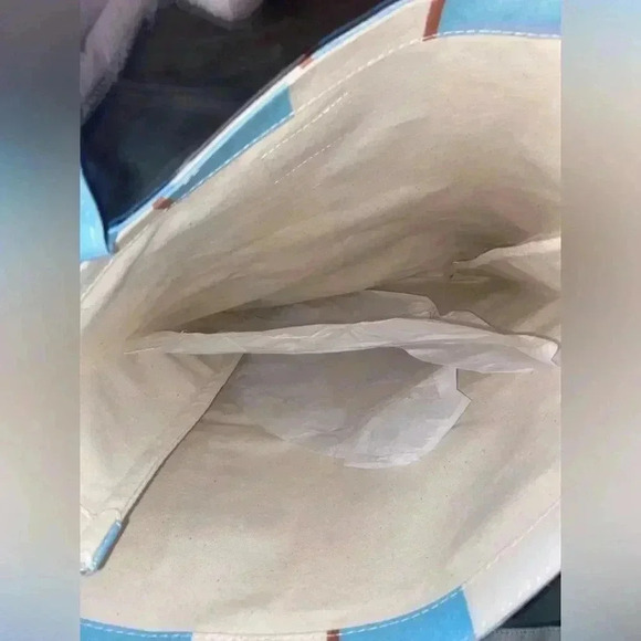 Madewell Blue and Cream Striped Canvas Tote Bag - Picture 3 of 6